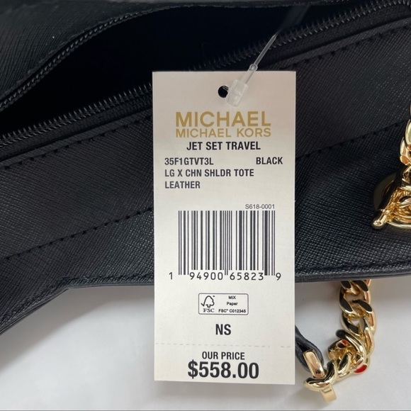 Michael Kors Large X Chain Shoulder Tote Bag Rich Black Leather - Picture 10 of 10